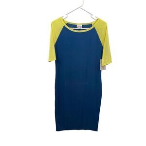 Brand new‎ Roth tags Lularoe Julia Dress Blue and Yellow Size Small